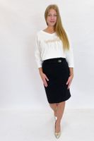 Czarna Bawełniana Ołówkowa Spódnica z Ozdobną Sprzączką 3XL