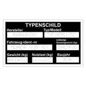 Tabliczka znamionowa zastępcza Niemiecka do przyczepy,samochodu