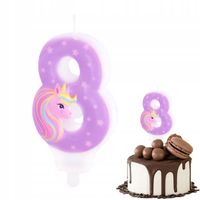 ŚWIECZKA URODZINOWA JEDNOROŻEC CYFERKA 8 RÓŻOWA NA IMPREZĘ URODZINOWĄ