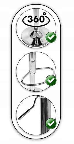 Hoker Krzesło Barowe Obrotowe Ekoskóra Regulowane Tapicerowane na Arena.pl