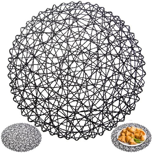Podkładka pod talerz sztućce okrągła / mata kuchenna papierowa czarna 35 cm na Arena.pl