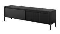 Szafka RTV Duża Ryflowana 2- Drzwiowa 2D 187 cm Czarna SINTO LS