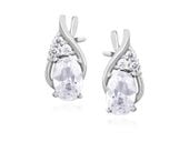 RODOWANE SREBRNE PODŁUŻNE KOLCZYKI BIAŁE CYRKONIE