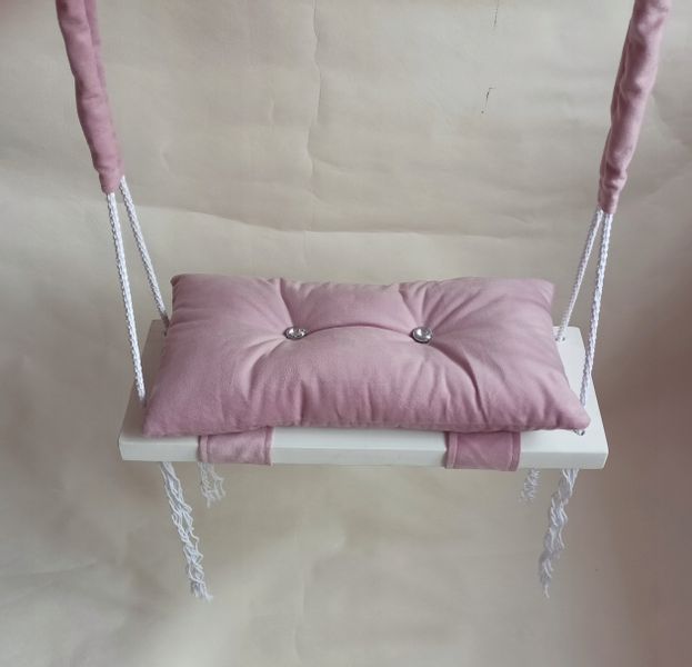 Huśtawka BIAŁA Siedzisko poduszka BEŻ dom ogród zdjęcie 5