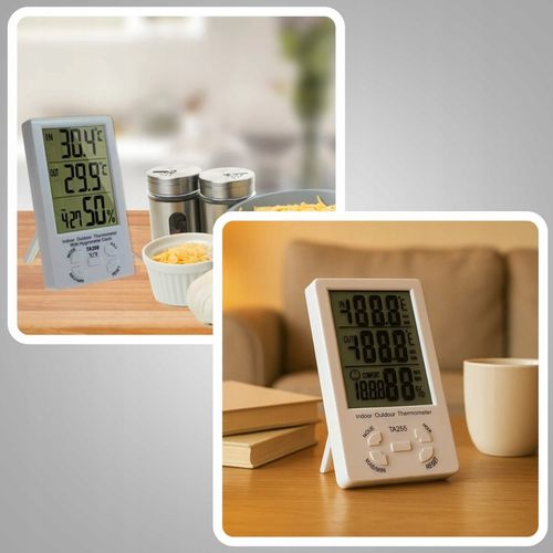 STACJA POGODOWA TERMOMETR ZEWNĘTRZNY HIGROMETR LCD ZEGAR Z SONDĄ na Arena.pl