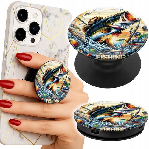 Uchwyt do telefonu Popsocket na palce/stojak WZORY WĘDKARSKIE RYBY WĘDKA na Arena.pl