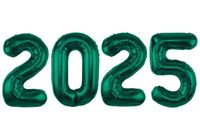 Balony foliowe na sylwestra rok 2025 85 cm butelkowe zielone