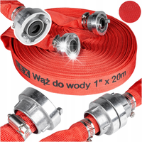 WĄŻ STRAŻACKI 1" 20m do pompy wody szamba MOCNY WYTRZYMAŁY 2 szybkozłącza