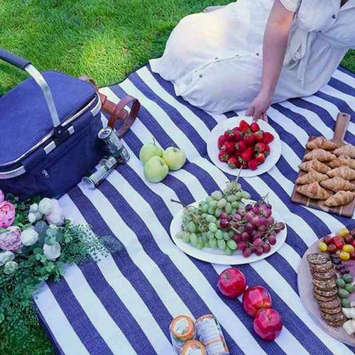 Mata koc plażowy piknikowy izolacja 200x200 duży wodoodporny składany pasy na Arena.pl