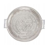 Taca dekoracyjna srebrna zdobiona 38 cm glamour