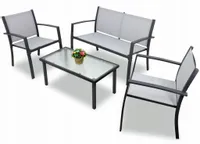 Zestaw mebli ogrodowych SOFA+STOLIK+2 x KRZESŁA SZARY