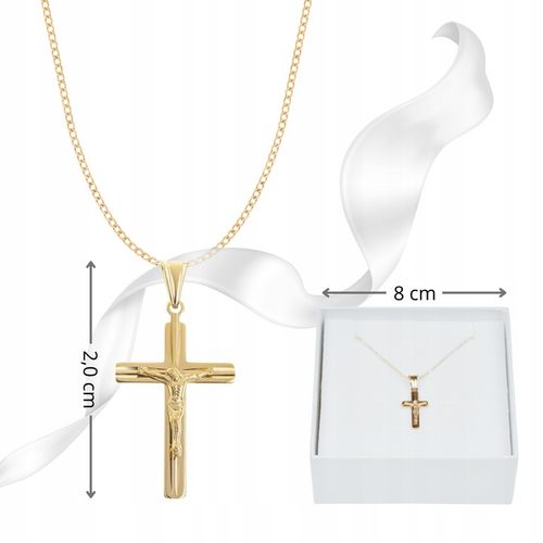 PAMIĄTKA PIERWSZEJ KOMUNII ŚWIĘTEJ SREBRO POZŁACANE ŁAŃCUSZEK KRZYŻYK na Arena.pl