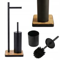 SZCZOTKA DO WC Z UCHWYTEM NA PAPIER TOALETOWY STAL BAMBUS 65 CM