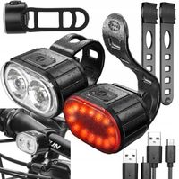 LAMPKA ROWEROWA PRZEDNIA + TYLNA LED AKUMULATOROWA DO ROWERU NA KIEROWNICĘ