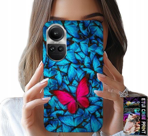 ETUI DO OPPO RENO10 PRO 5G - NIEBIESKIE MOTYLKI, MOTYL, KOBIECE WZORY na Arena.pl