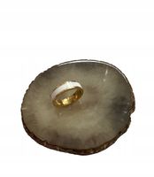 1085 Złoty pierścionek obrączka biały środek r 9/19mm stal chirurgiczna