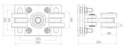WÓZEK WÓZKI ROLKI DO BRAMY PRZESUWNEJ 80x80 ZESTAW DO SZYNY 80 ROLKA na Arena.pl