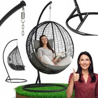 Fotel wiszący bujany kosz ogrodowy huśtawka jajo kokon premium + poduszki