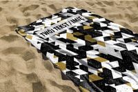 RĘCZNIK Czerń, złoto i biel z twoim dowolnym tekstem 150x100 015J