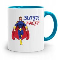 Kubek Błękitny Prezent Dla Chłopaka Super Facet Z Nadrukiem Ze Zdjęciem