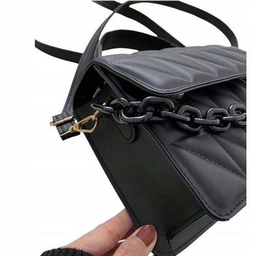 Torebka Damska CZARNA Pikowana z Łańcuchem na Ramię do Ręki na Arena.pl