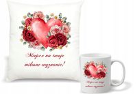 Zestaw PODUSZKA + KUBEK z nadrukiem PREZENT NA WALENTYNKI Z TWOIM TEKSTEM