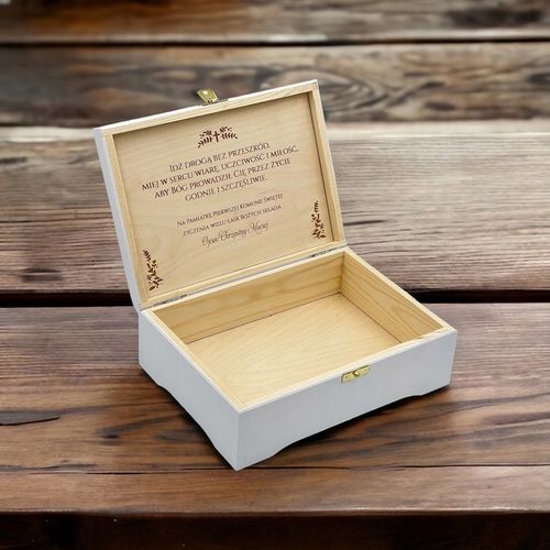 Prezent na KOMUNIE ŚWIĘTĄ pamiątka PUDEŁKO +GRAWER na Arena.pl