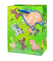 Torebka na prezent zwierzęta zielona - L