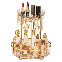 Obrotowy Organizer na Kosmetyki 2 Poziomy 360 Złoty 30x26 cm Metalowy