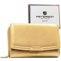 portfel damski ze skóry ekologicznej w ciemnobeżowym kolorze, wyposażony