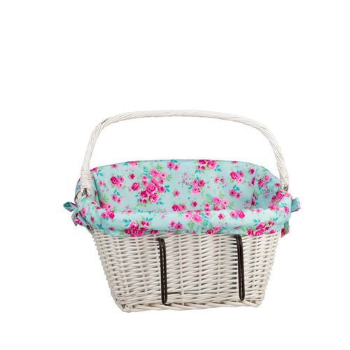 Wiklinowy Kosz Rowerowy Wybielany z Obszyciem 46x34 H23/28 cm na Arena.pl