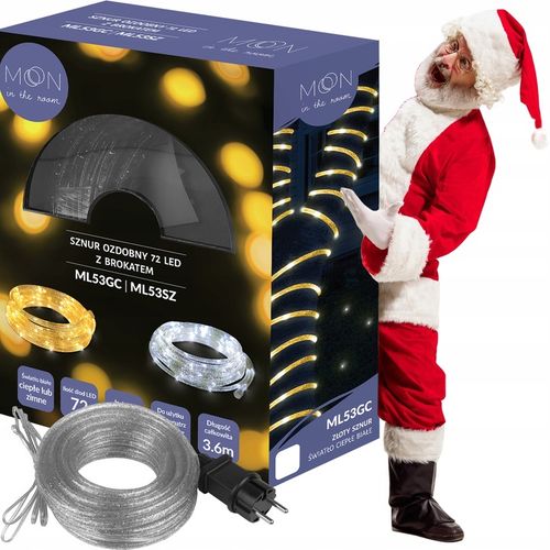 PIĘKNY JASNY WĄŻ ŚWIETLNY Z BROKATEM LED LAMPKI OZDOBNE CHOINKOWE 10M ZEW. na Arena.pl