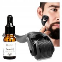 DERMA ROLLER do brody na porost twarzy wałek na zagęszczenie 0,5mm + OLEJEK