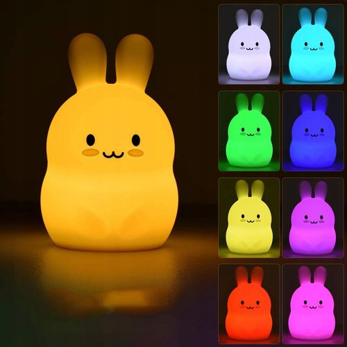 LAMPKA NOCNA KRÓLIK DLA DZIECI KOLOROWA SILIKONOWA z PILOTEM RGB MIĘKKA LED na Arena.pl