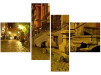 130CM 90 OBRAZ 4 ELEM GDAŃSK WIECZOREM ŚCIENNY