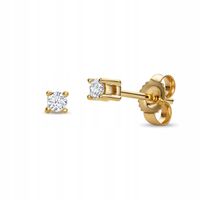 Kolczyki Sztyfty 14KT 585 Żółte Złoto Diamenty 0,10ct Eleganckie 2,5x2,5 mm