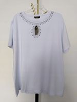 WAWA PREMIUM jasny błękit bluzka Plus size UNI do 48/50 bawełna kryształki