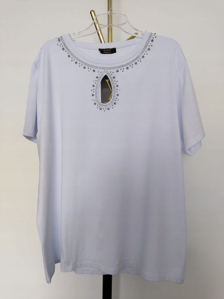 WAWA PREMIUM jasny błękit bluzka Plus size UNI do 48/50 bawełna kryształki zdjęcie 1