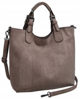 DELAURE TOREBKA damska eko zamsz klasyczna zarka A4 do reki BEŻ SHOPPER