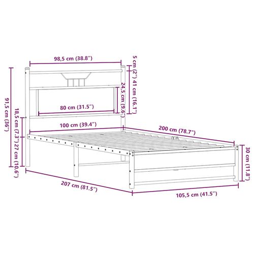 Łóżko bez materaca, dąb sonoma, 100x200 cm na Arena.pl