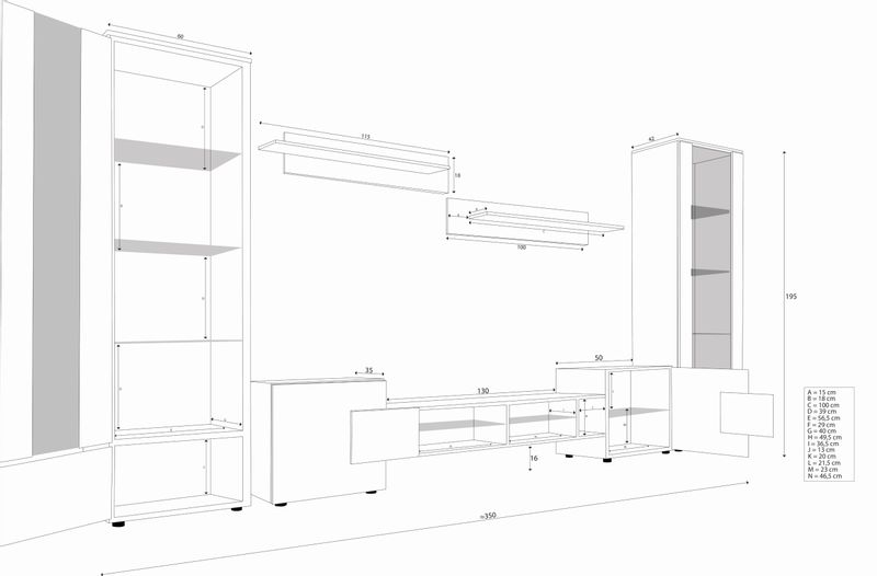 Pan Igiełka Meblościanka LED RGB + Pilot Czarny Biały Dąb Wotan Salon zdjęcie 2