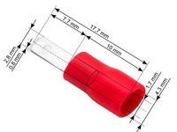 Konektor izolowany płaski męski 2,8/0,8 czer 100szt.