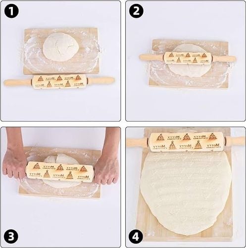 Wałek Kuchenny Do Ciasta Drewniany Wzor Świąteczny na Arena.pl