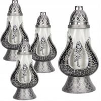 Znicz szklany z wkładem 48h Bispol 4060 RÓŻA - 30cm Srebrny