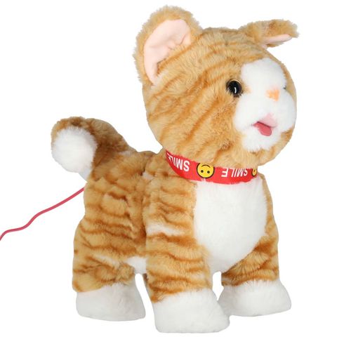 Interaktywny Kotek Pluszak na Smyczy Miauczy Chodzi Gra Zabawka dla Dzieci na Arena.pl