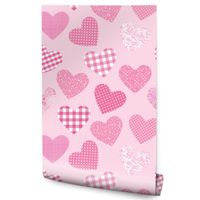 Tapeta Ścienna Dla Dziewczynki Różowe SERCA Wzorki