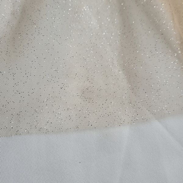 Welon beżowy zdobjony srebrnym brokatem 65cm zdjęcie 4