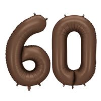 Balony foliowe liczba 60 brązowy kawowy, 86 cm