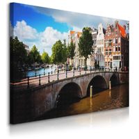 Obraz Na Płótnie Do Salonu Amsterdam Miasto Abstrakcja Pejzaż 100cm x 70cm