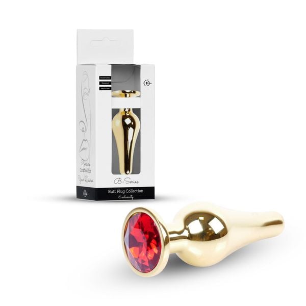 Plug-Jewellery Gold Butt Plug- Red zdjęcie 10